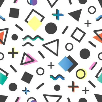 Seamless pattern.Pattern with geometric elements in memphis style.Abstract de Stock Illustration