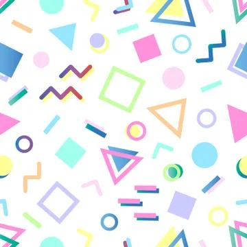 Seamless pattern.Pattern with geometric elements in memphis style.Abstract de Stock Illustration