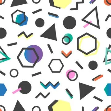 Seamless pattern.Pattern with geometric elements in memphis style.Abstract de Stock Illustration