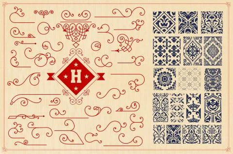 Seamless Patterns and accents Stock Illustration