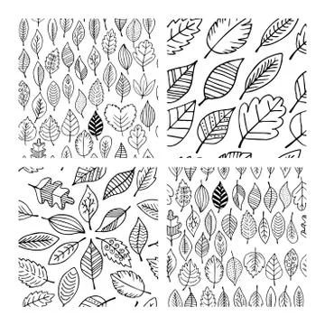 Seamless patterns of autumn leaves. Elegant and beautiful leaflets Stock Illustration