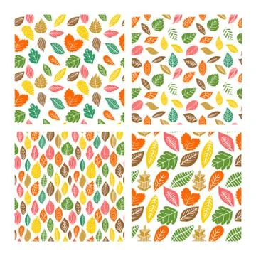 Seamless patterns of autumn leaves. Elegant and beautiful leaflets Stock Illustration