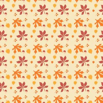Seamless patterns. Autumn pattern - yellow-orange and burgundy leaves and a Stock Illustration