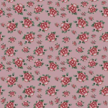 Seamless patterns. Beautiful rose on a pink background. Watercolor. Decorative Stock Illustration