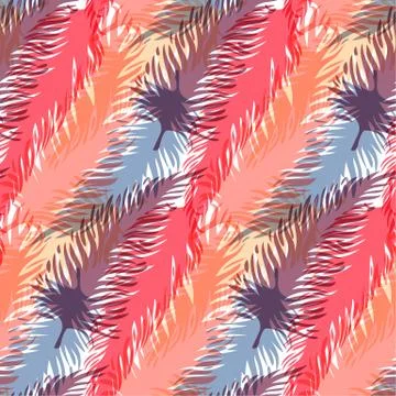 Seamless patterns of bird feathers. Colorful vector illustration. 스톡 일러스트