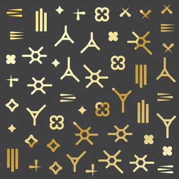 Seamless patterns in black and gold colors with geometric elements. Pattern in Stock Illustration