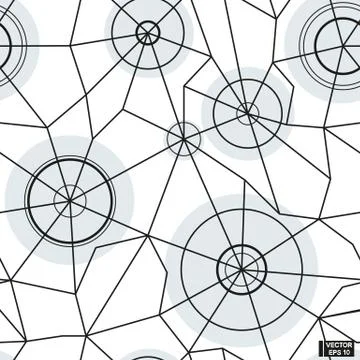 Seamless patterns. Black and white geometric texture with circles. 스톡 일러스트