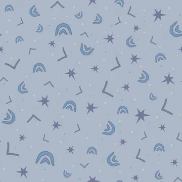 Seamless patterns on a blue background. For children's fabrics, sportswear Stock Illustration