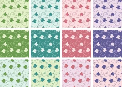 Seamless Patterns Branches With Leaves Illustrazione stock