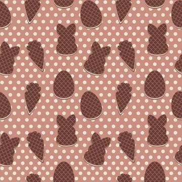 Seamless patterns of the Chocolate waffles, Easter symbols cookies. light p.. Stock Illustration