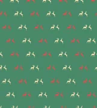 Seamless patterns with Christmas reindeers on brown background Stock Illustration