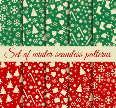 Seamless patterns Christmas. Winter pattern with Christmas symbols Illustrazione stock