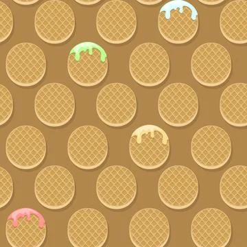 Seamless patterns of the circle waffles or cookies. light pink background f.. Stock Illustration
