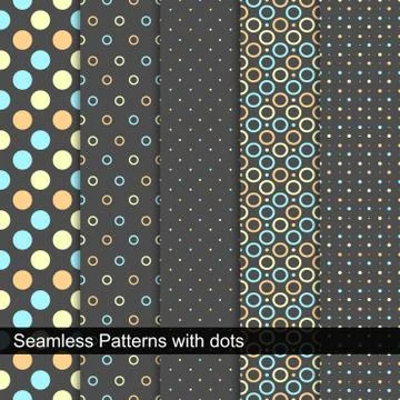 Seamless patterns with circles and dots. 스톡 일러스트