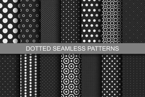 Seamless patterns with circles and dots. Illustrazione stock