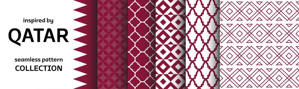Seamless Patterns Collection inspired by Qatar Culture and Art. Stock Illustration