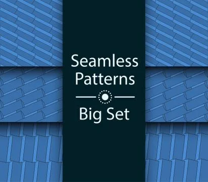 Seamless Patterns with color 3D rectangles, Big Set 스톡 일러스트