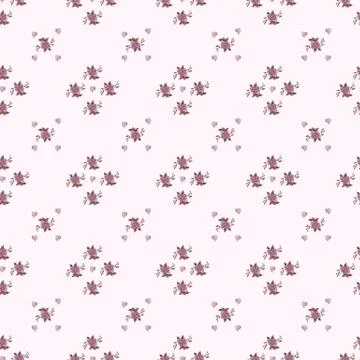 Seamless patterns. Decorative delicate floral pattern. Pink rose and hearts on a Stock Illustration