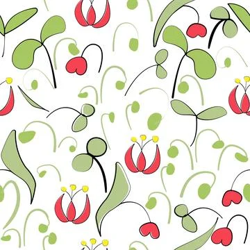 Seamless patterns with doodle flower ornament Stock Illustration