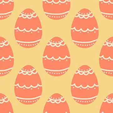 Seamless patterns with Easter eggs. Traditional religious Easter symbols. T.. Stock Illustration