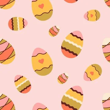 Seamless patterns with Easter eggs. Traditional religious Easter symbols. T.. Illustrazione stock