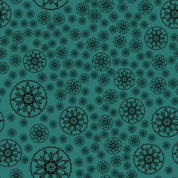 Seamless patterns on emerald background. Vintage decorative elements Hand ... Stock Photos