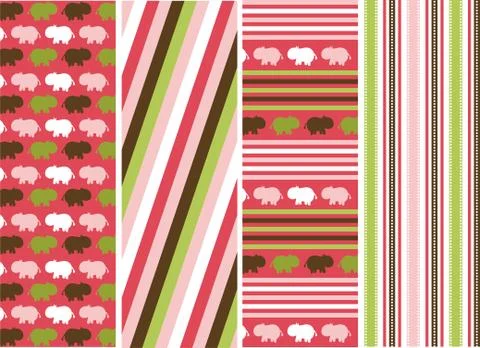 Seamless patterns with fabric texture, animal patterns Stock Illustration