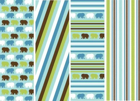 Seamless patterns with fabric texture, animal patterns Stock Illustration