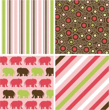Seamless patterns with fabric texture, baby girl patterns Stock Illustration