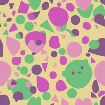 Seamless patterns fancy design with various shapes, doodle objects. Abstrac.. Stock Illustration