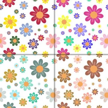 Seamless patterns with flowers 库存插图