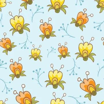 Seamless patterns with flowers vector Stock Illustration