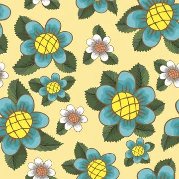 Seamless patterns with flowers vector Stock Illustration