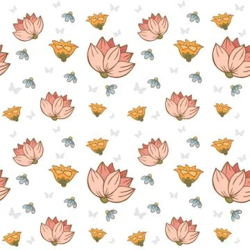 Seamless patterns with flowers vector Stock Illustration
