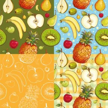 Seamless patterns with fruits Stock Illustration