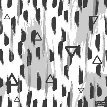 Seamless patterns with geometric and scribble texture イラスト素材