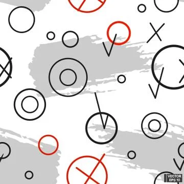 Seamless patterns with geometric and scribble texture イラスト素材