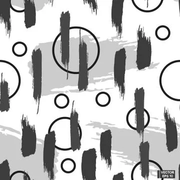 Seamless patterns with geometric and scribble texture Stock Illustration