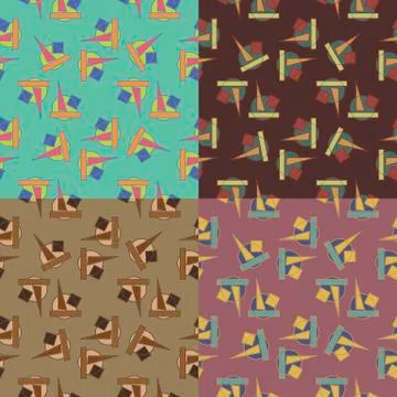 Seamless patterns with geometric shapes Stockillustratie