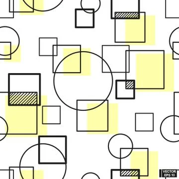 Seamless patterns with geometric texture. Circles and squares. Иллюстрация