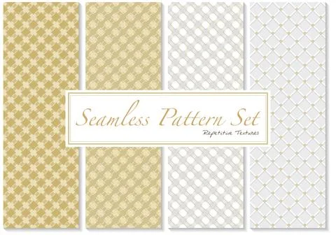 Seamless Patterns in Gold and White Colors Stock Illustration