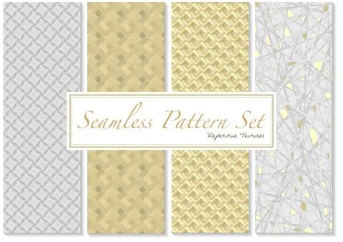 Seamless Patterns in Gold and White Colors Stock Illustration