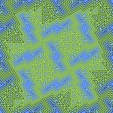 Seamless patterns in green and blue Stock Illustration
