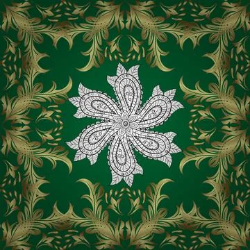 Seamless. Patterns on green, yellow and neutral colors. Abstract luxury backgrou Stock Illustration