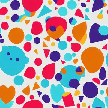 Seamless patterns hand drawn design with various shapes, doodle objects. Ab.. Illustrazione stock