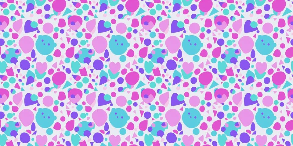 Seamless patterns hand drawn design with various shapes, doodle objects. Ab.. Stock Illustration