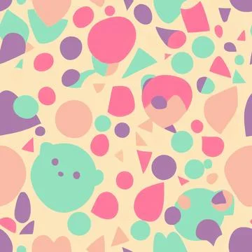 Seamless patterns hand drawn design with various shapes, doodle objects. Ab.. Illustrazione stock