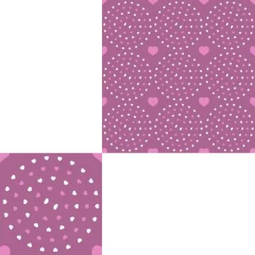 Seamless patterns from hearts of different colors on the pink background wi.. Stock Illustration