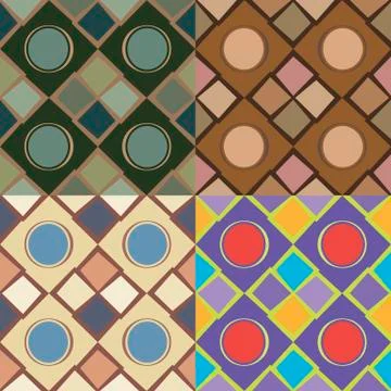 Seamless patterns with irregular squares and circles Stock Illustration