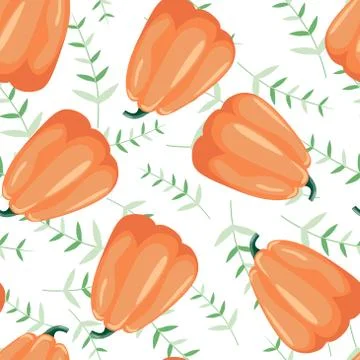 Seamless patterns with leaves and pumpkin ornaments Stock Illustration